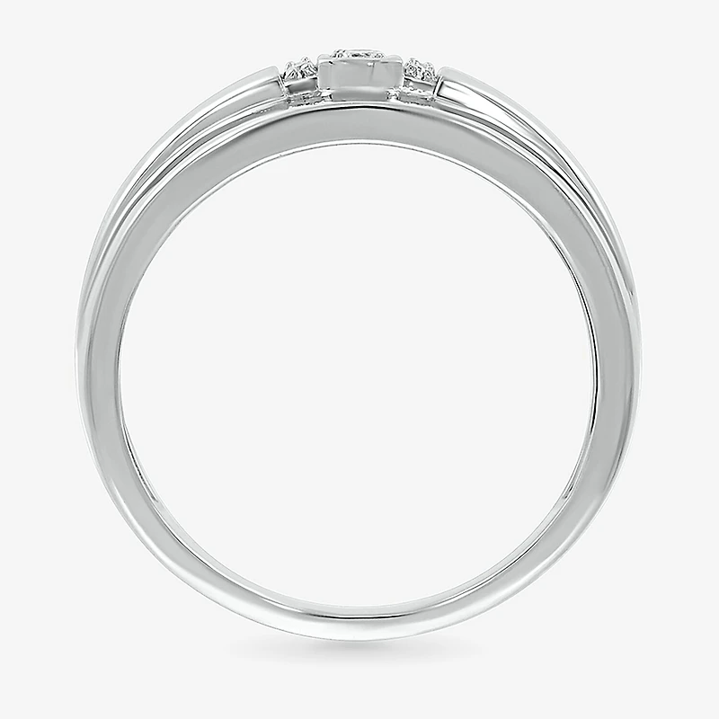 Mens 2MM 1/10 CT. T.W. Natural White Diamond 10K Gold Wedding Band