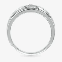 Mens 2MM 1/10 CT. T.W. Natural White Diamond 10K Gold Wedding Band