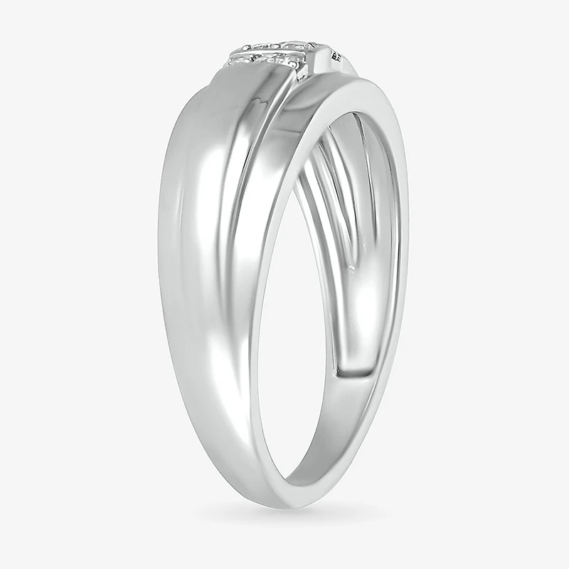 Mens 2MM 1/10 CT. T.W. Natural White Diamond 10K Gold Wedding Band