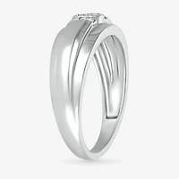 Mens 2MM 1/10 CT. T.W. Natural White Diamond 10K Gold Wedding Band