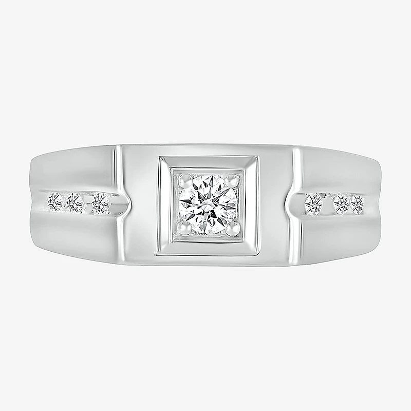 Mens 3MM 1/4 CT. T.W. Natural White Diamond 14K Gold Wedding Band