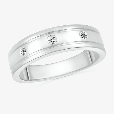 Mens 4MM 1/10 CT. T.W. Natural White Diamond 10K Gold Wedding Band