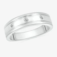 Mens 4MM 1/10 CT. T.W. Natural White Diamond 10K Gold Wedding Band