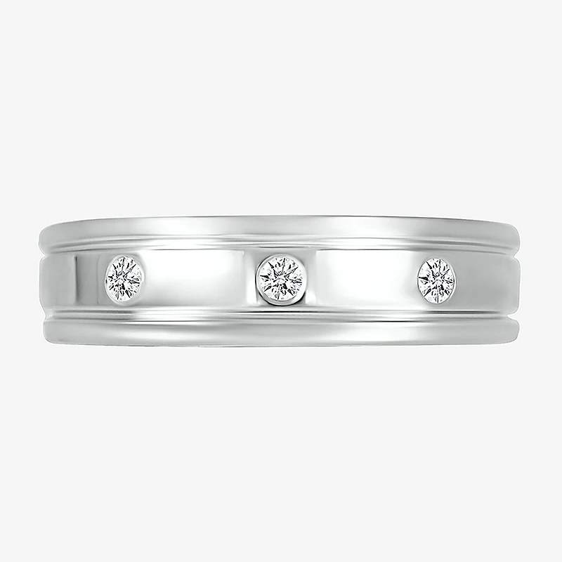 Mens 4MM 1/10 CT. T.W. Natural White Diamond 10K Gold Wedding Band