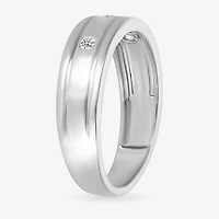 Mens 4MM 1/10 CT. T.W. Natural White Diamond 10K Gold Wedding Band