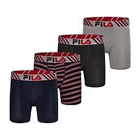 FILA Ultra Soft Stretch No Fly Mens 4 Pack Boxer Briefs Fm412bxcs16-001