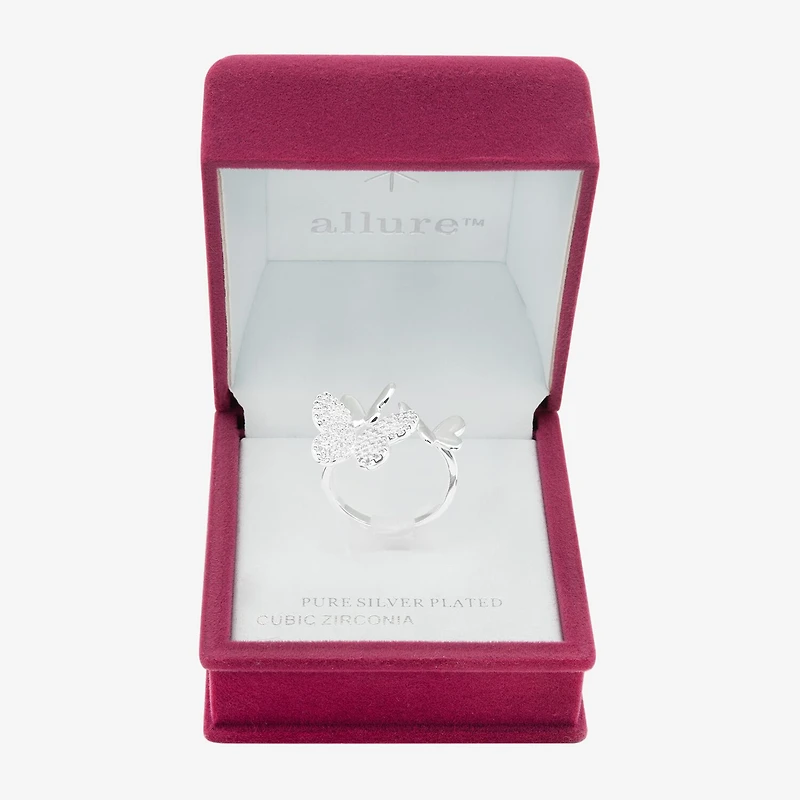 Sparkle Allure Womens Cubic Zirconia Pure Silver Over Brass Butterfly Cocktail Ring