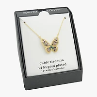 Sparkle Allure Womens Multi Color Cubic Zirconia 14K Gold Over Brass Butterfly 16 Inch Pendant Necklace