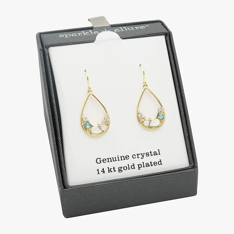Sparkle Allure Cluster Womens Multi Color Crystal 14K Gold Over Brass Drop Earrings