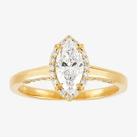 (H-I / Si1-Si2) Womens 1 CT. T.W. Lab Grown White Diamond 10K Gold Marquise Halo Engagement Ring