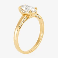 (H-I / Si1-Si2) Womens 1 CT. T.W. Lab Grown White Diamond 10K Gold Marquise Halo Engagement Ring