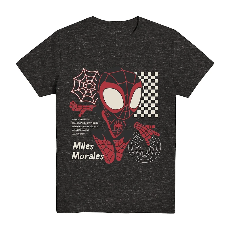 Disney Collection Little & Big Kid Boys Crew Neck Short Sleeve Regular Fit Marvel Miles Graphic T-Shirt