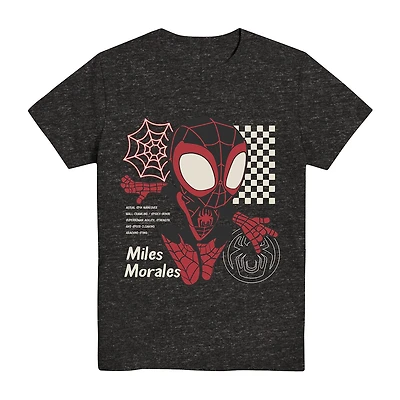 Disney Collection Little & Big Kid Boys Crew Neck Short Sleeve Regular Fit Marvel Miles Graphic T-Shirt