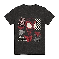 Disney Collection Little & Big Kid Boys Crew Neck Short Sleeve Regular Fit Marvel Miles Graphic T-Shirt
