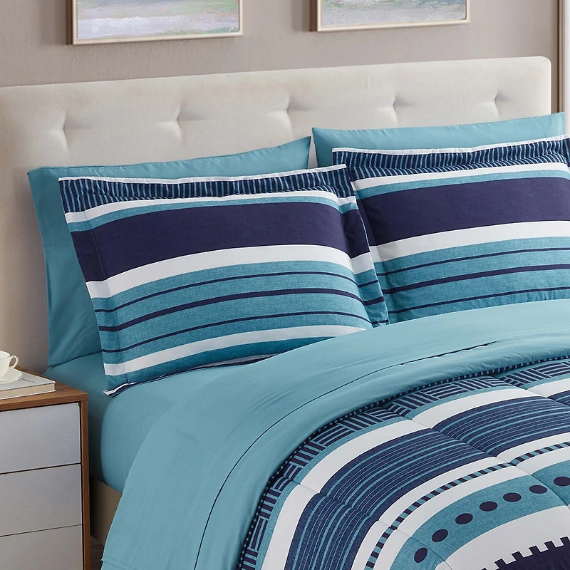 Sweet Home Collection™ Marino Bed-in-A-Bag Printed Comforter Set with Bonus Pillowcases