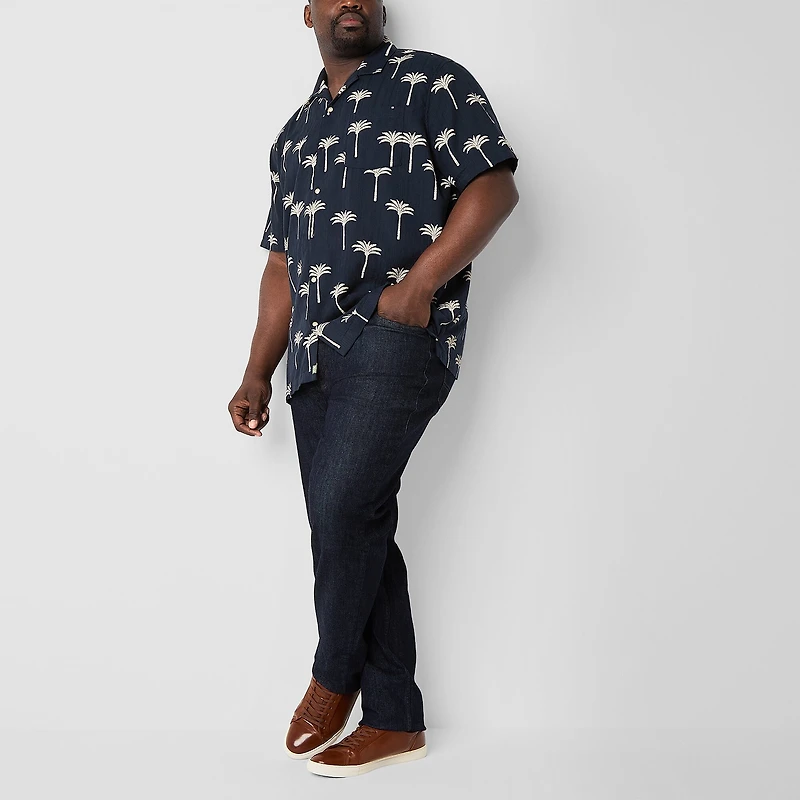 mutual weave Mens Short Sleeve Big and Tall Camp Shirt