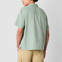 Arizona Mens Short Sleeve Striped Button-Down Shirt