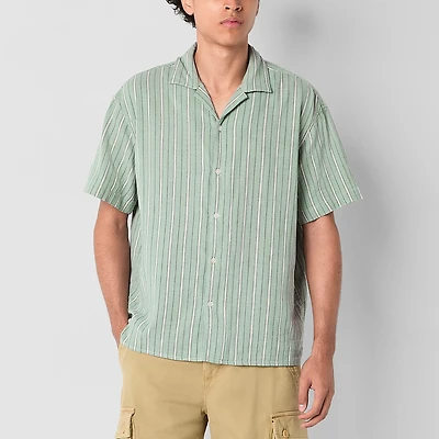 Arizona Mens Short Sleeve Striped Button-Down Shirt