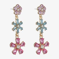 Monet Jewelry Womens Multi Color Glass Flower Hypoallergenic Drop Earrings