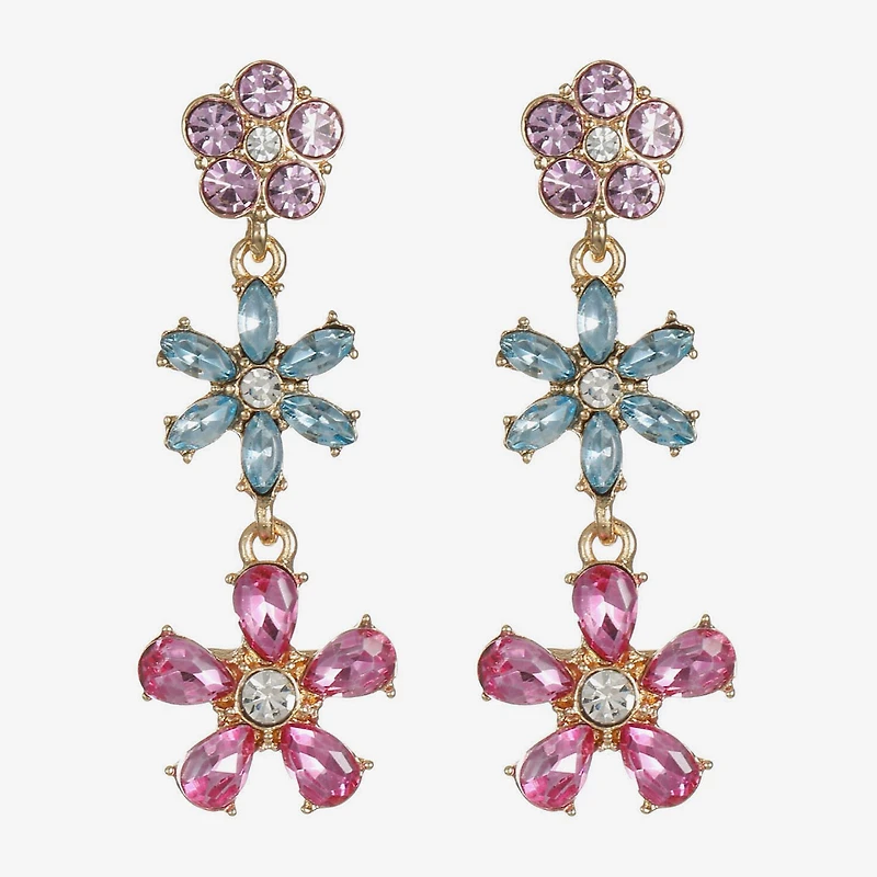 Monet Jewelry Womens Multi Color Glass Flower Hypoallergenic Drop Earrings