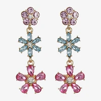 Monet Jewelry Womens Multi Color Glass Flower Hypoallergenic Drop Earrings