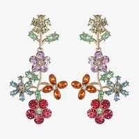 Monet Jewelry Womens Multi Color Glass Flower Hypoallergenic Drop Earrings