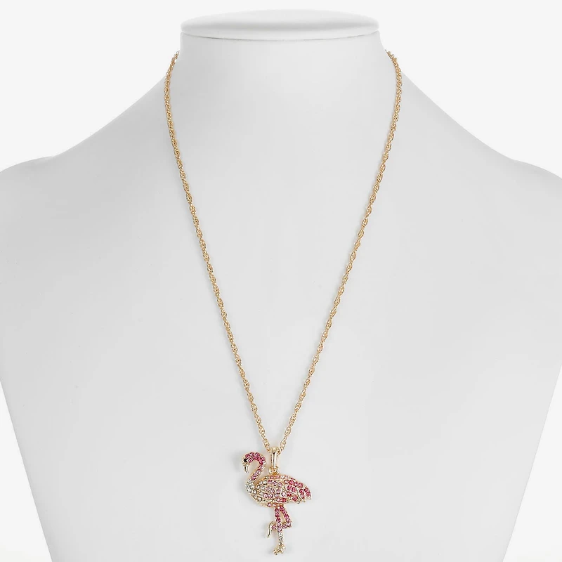 Monet Jewelry Womens Pink Glass 17 Inch Pendant Necklace