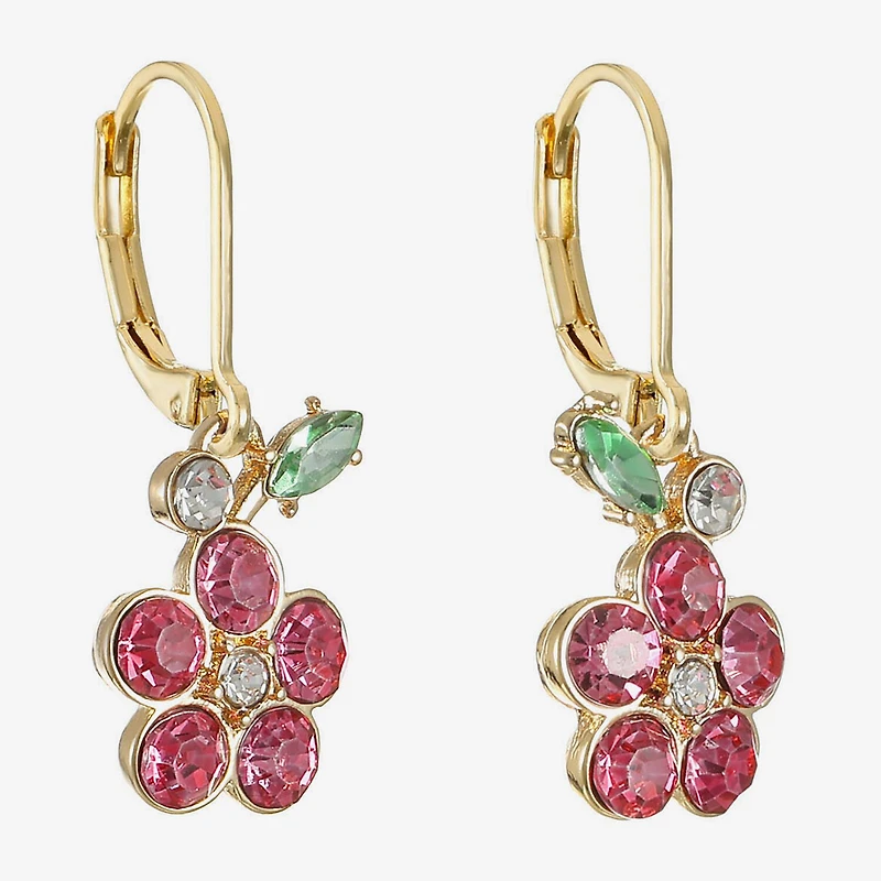 Monet Jewelry Womens Multi Color Glass Flower Drop Earrings