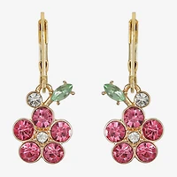 Monet Jewelry Womens Multi Color Glass Flower Drop Earrings