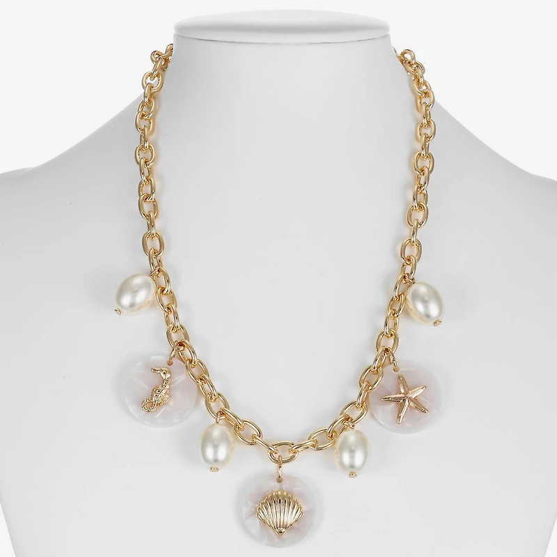 Liz Claiborne Starfish Shell Womens 17 Inch Collar Necklace
