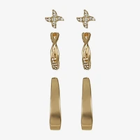 Monet Jewelry Womens Glass Hypoallergenic 3 Pair Earring Set