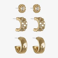 Monet Jewelry Womens Glass Hypoallergenic 3 Pair Earring Set