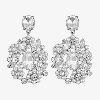 Monet Jewelry Womens Glass Simulated Pearl Oval Hypoallergenic Drop Earrings