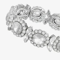 Monet Jewelry Womens Glass Simulated Pearl Oval Stretch Bracelet