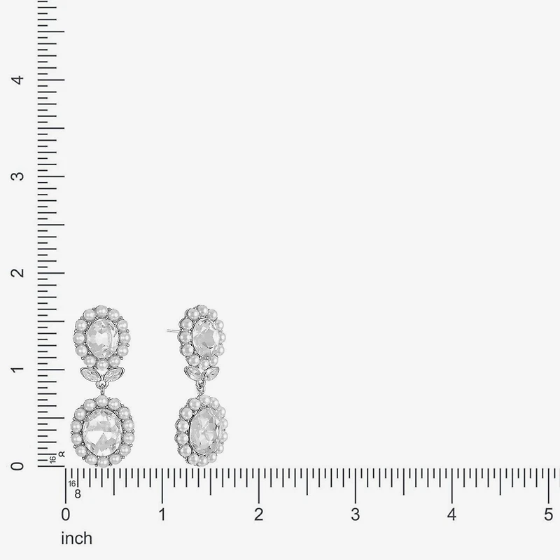 Monet Jewelry Womens Glass Simulated Pearl Oval Hypoallergenic Drop Earrings