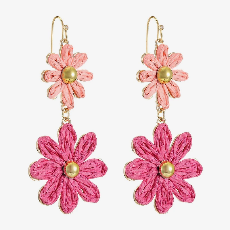 Liz Claiborne Womens Flower Drop Earrings