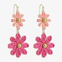 Liz Claiborne Womens Flower Drop Earrings