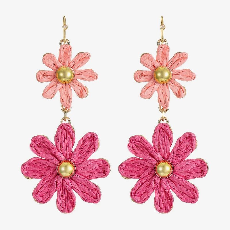 Liz Claiborne Womens Flower Drop Earrings