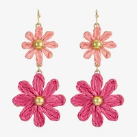 Liz Claiborne Womens Flower Drop Earrings