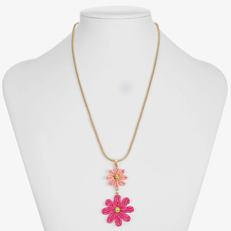 Liz Claiborne Womens Flower 17 Inch Pendant Necklace
