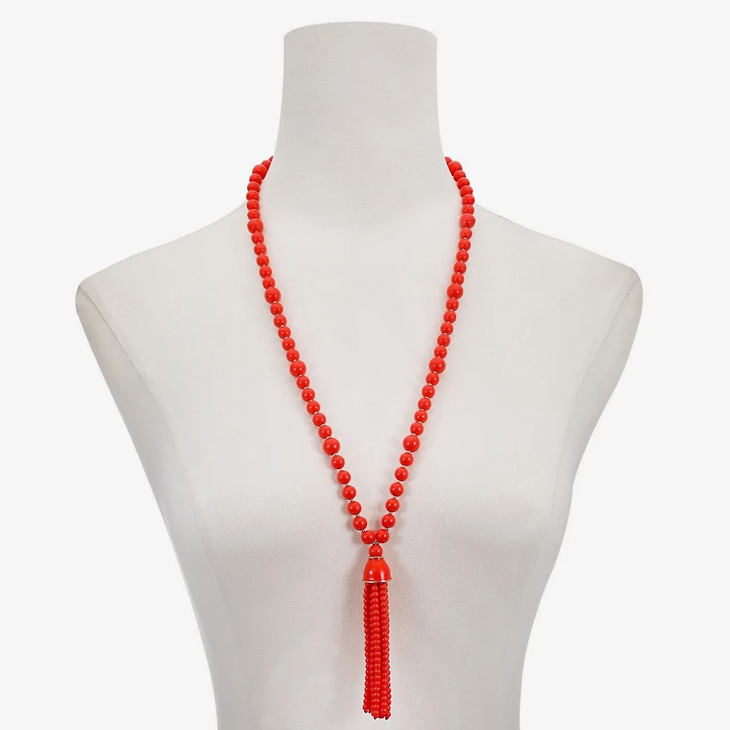 Liz Claiborne Tassel Womens 28 Inch Beaded Necklace