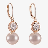Monet Jewelry Womens Glass Simulated Pearl Round Drop Earrings