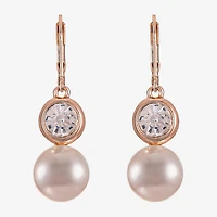 Monet Jewelry Womens Glass Simulated Pearl Round Drop Earrings
