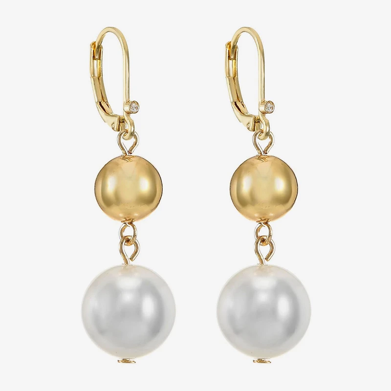 Monet Jewelry Womens Simulated Pearl Round Drop Earrings