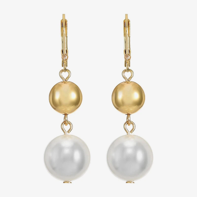 Monet Jewelry Womens Simulated Pearl Round Drop Earrings