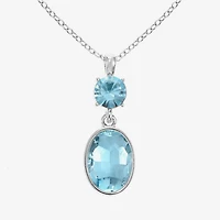 Monet Jewelry Womens Blue Glass Oval 17 Inch Pendant Necklace