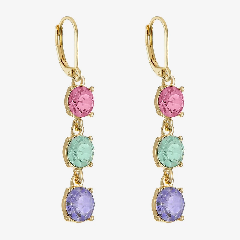 Monet Jewelry Womens Multi Color Glass Round Drop Earrings