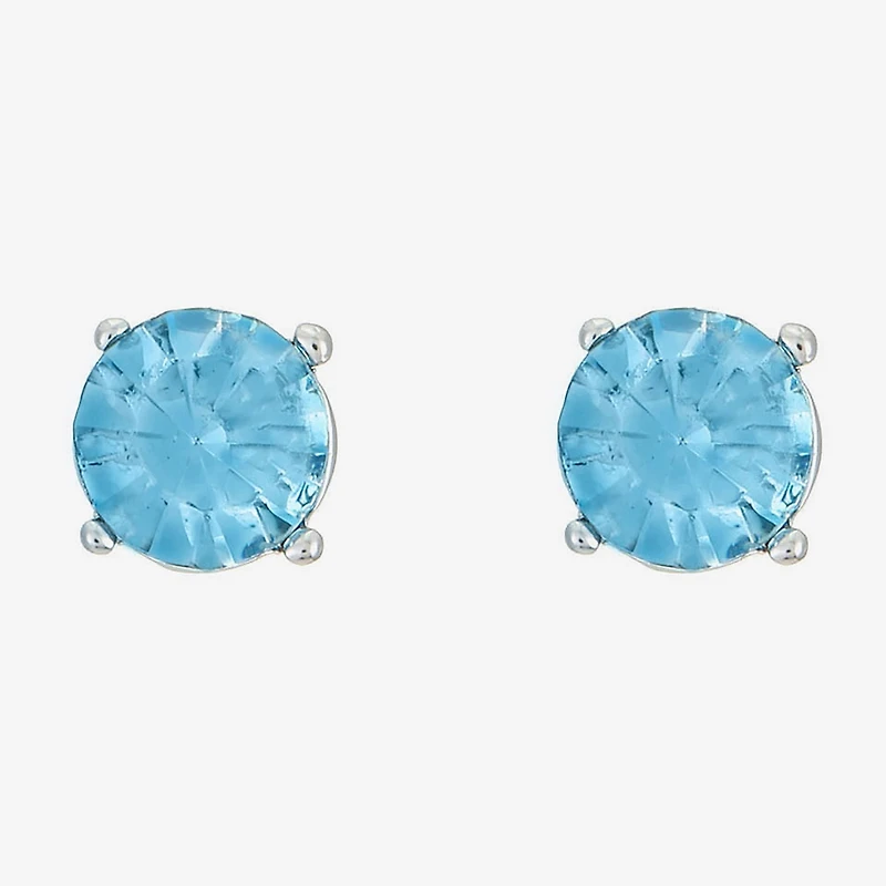 Monet Jewelry Blue Glass 8mm Round Stud Earrings