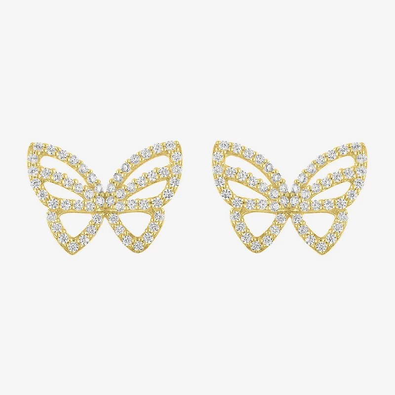 (G-H / Si2-I1) 1/3 CT. T.W. Lab Grown White Diamond 10K Gold 9.5mm Butterfly Stud Earrings