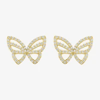 (G-H / Si2-I1) 1/3 CT. T.W. Lab Grown White Diamond 10K Gold 9.5mm Butterfly Stud Earrings